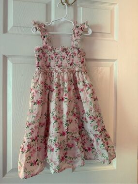 Janie and Jack Pink Floral Smocked Sundress
